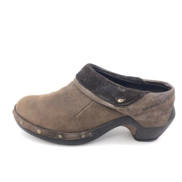 Merrell Luxe Wrap Brown Leather Slip on Mules 6 - Picture 1 of 12